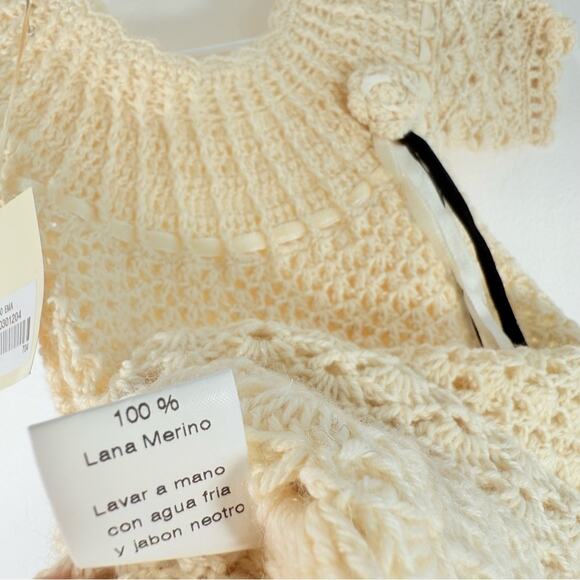 NWT Paula Cahen d' Anvers Cream 100% Merino Wool Knit Sweater Dress Lined Size 4 - Picture 10 of 12